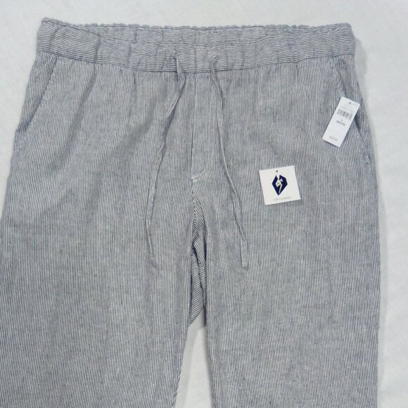 Gap Free Pants Mid-Waist Slant Pockets Women's Navy, White Stripe Size Large - Picture 1 of 9